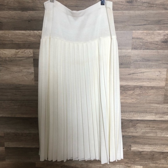 Vintage White Ivory Pleated Knit Pull On Skirt Size 14 - Picture 6 of 8